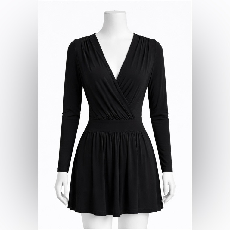 Young Fabulous & Broke Black Long Sleeve Wrap Mini Dress Xs (Fits Small) - Nwt